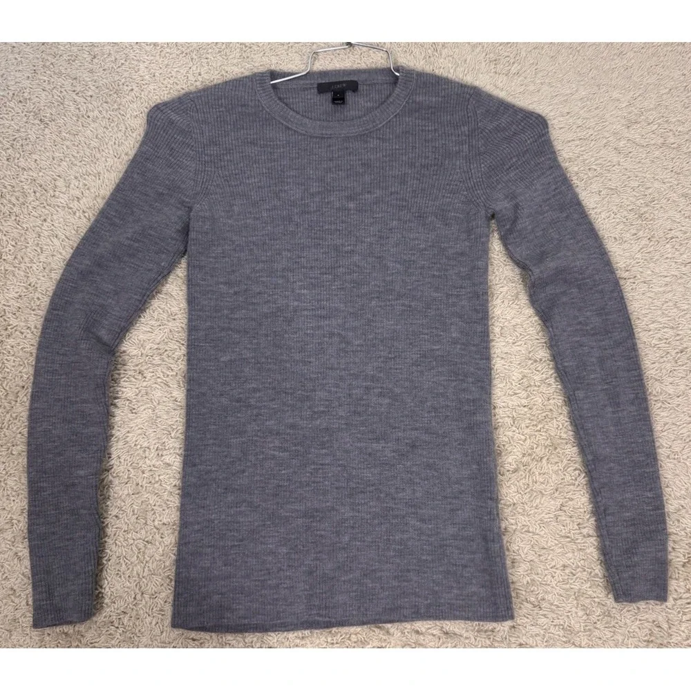 J. Crew Merino Wool Ribbed Lightweight Long Sleeve Sweater Size S Layers Stretch